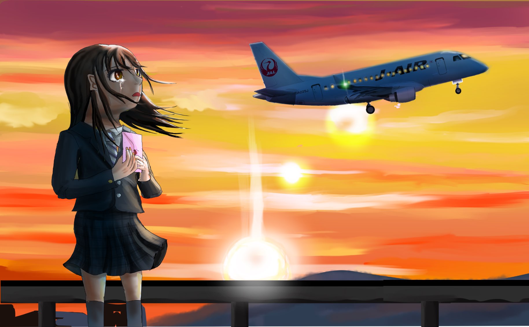 ほし 旅イラスト 水中写真 飛行機は 出会いと別れが詰まった乗り物だと思います このイラストの飛行機は 青森行きの飛行機を想定しています 転校する好きな人を見送る少女を添えて 絵描きさんと繋がりたい T Co Qx8oxhw6ex Twitter