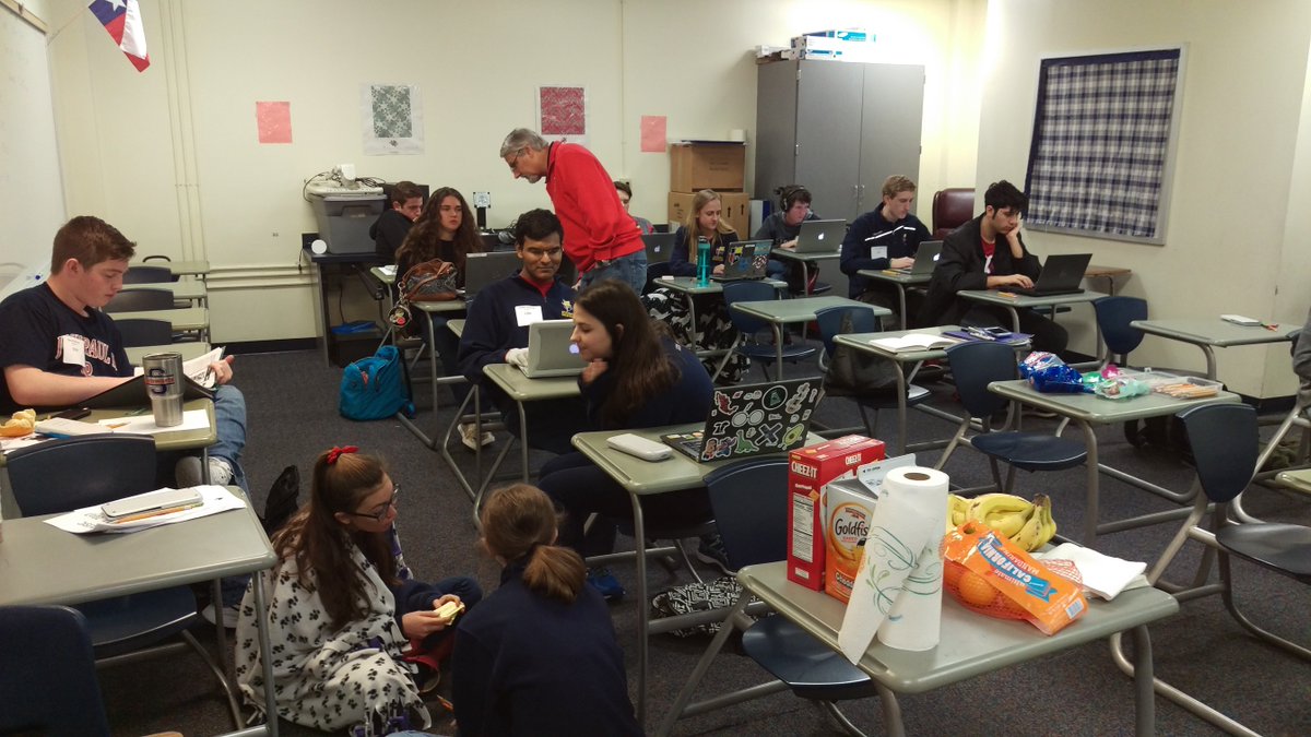 JPII AcDec team hard at work studying, getting ready for the next round of tests  at the Highland Park Scrimmage!