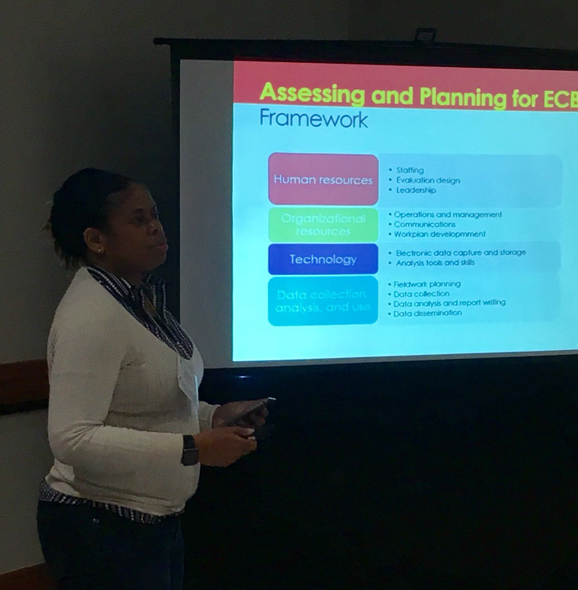 HeidiWReynolds's tweet photo. @MEASURE_Eval Stephanie W-G describes framework for assessing and planning for #evaluation capacity building #aea17 https://t.co/VCs8jSg5op