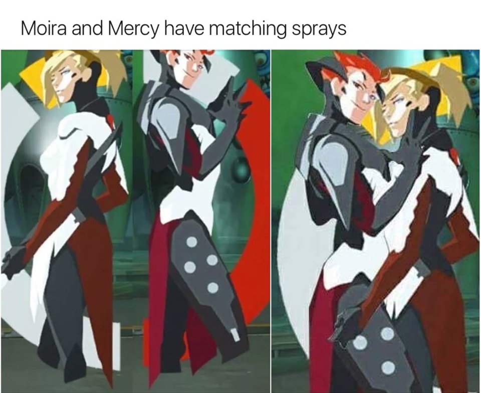 I posted matching Moira/Mercy sprays - I think I found the proper usage. 😂#overwatch #overwatchmeme