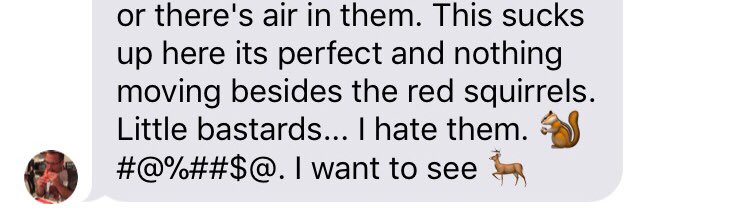 CourtsInSesh11's tweet photo. Any hunter can relate to these texts from my dad... stupid squirrels #huntingprobs https://t.co/Fp9wF3ErXa