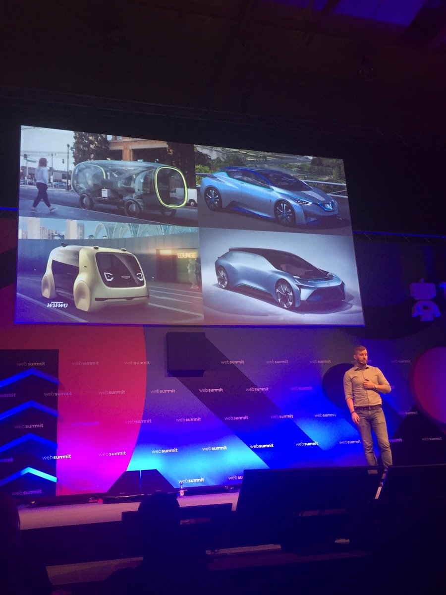 Last #WebSummit highlight...and the most UXey of all from @mypoorbrain <a href="/ustwo/">ustwo studios</a>: Applying human centred design to ROBOT DRIVEN car design. Fave point: the visually impaired use wing mirrors for orientation, yet cool new driverless car designs take them out. Think about all users.