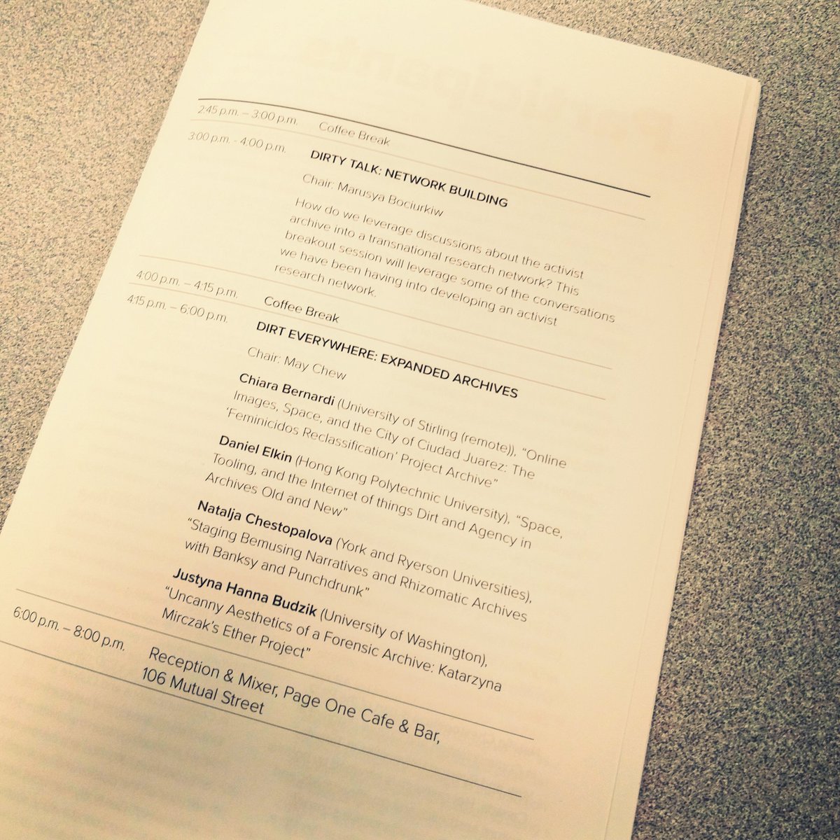 nataljaChe's tweet photo. spending a fab #research day at the annual activist symposium @RyersonU @alyssek @grace_lao @jonpetrychyn #dirt17 #messy #archives #mediaactivism https://t.co/vDjiHbZF3o