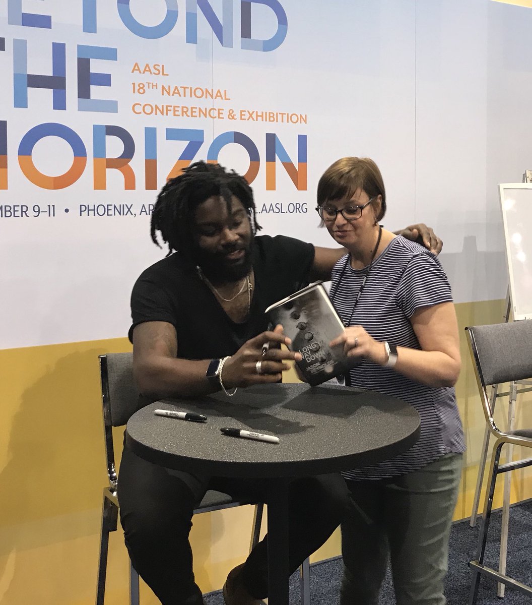 Met Jason Reynolds!  Can’t wait to dig into Long Way Down! #aasl17 @VHHSLibrary
