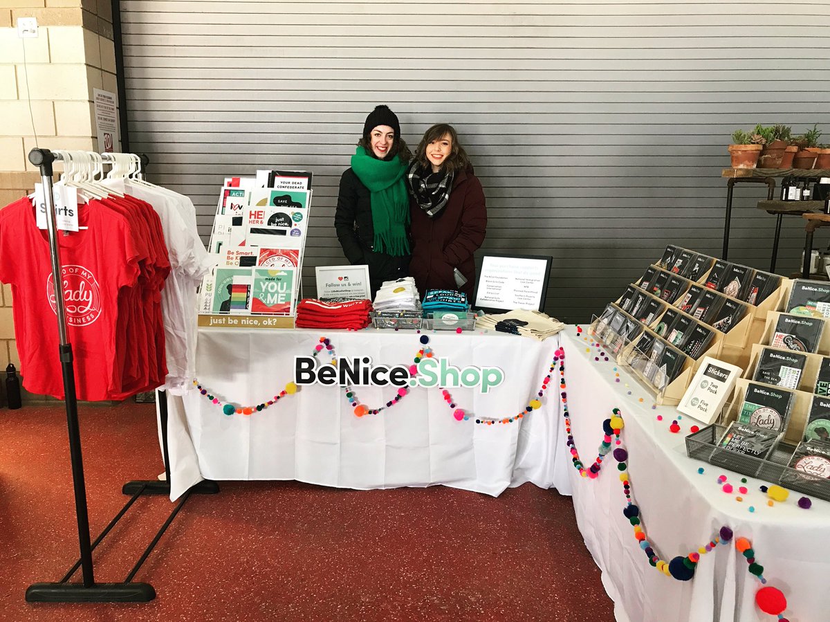 BeNiceDotShop's tweet photo. We’re here! We’re selling nice things! We’re cold! Come join us! ❤️ #CraftyBastardsDC https://t.co/r98PUsAqiW