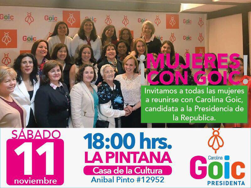 ElSurConGoic's tweet photo. Hoy 18:00 Hrs gran encuentro de #MujeresConGoic en la Pintana atrévete  .@carolinagoic Atrévete tu también #Vota1 #VotaGoic #GoicParaChile 🐝 https://t.co/lqeKKqXsJw