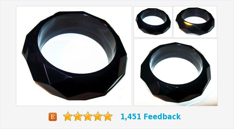 #BlackBangle #Bracelet #ThermosetPlastic #GeometricFacets BIG 1 1/4' W #Vintagejewelry 
etsy.com/BrightgemsTrea…