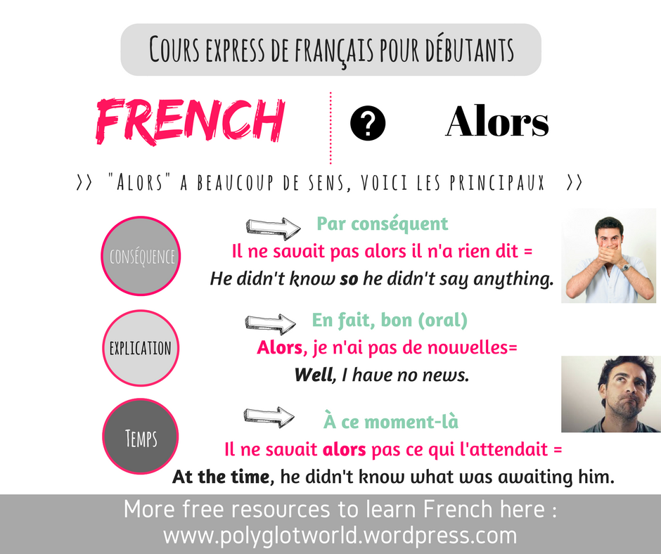 Polyglotcoach's tweet photo. ⭕️ Why do we use so often the word "ALORS" in #French? 🤔Because it has lots of meanings, alors let's clear things up !
⭕️ S'il est un mot qui sert dans plein de situations, c'est bien le mot ALORS en #français 🙂
#FLE #Vocabulary https://t.co/cfjWJrwd2y