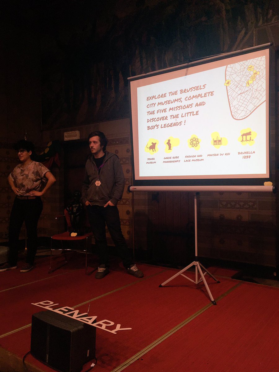 MuseomixBE's tweet photo. Plenary session is starting. First team: @whiap let's find our friend #mannekenpis #museomix #museomixbe #seriousgame @bxl_culture https://t.co/2afoDPbLSj