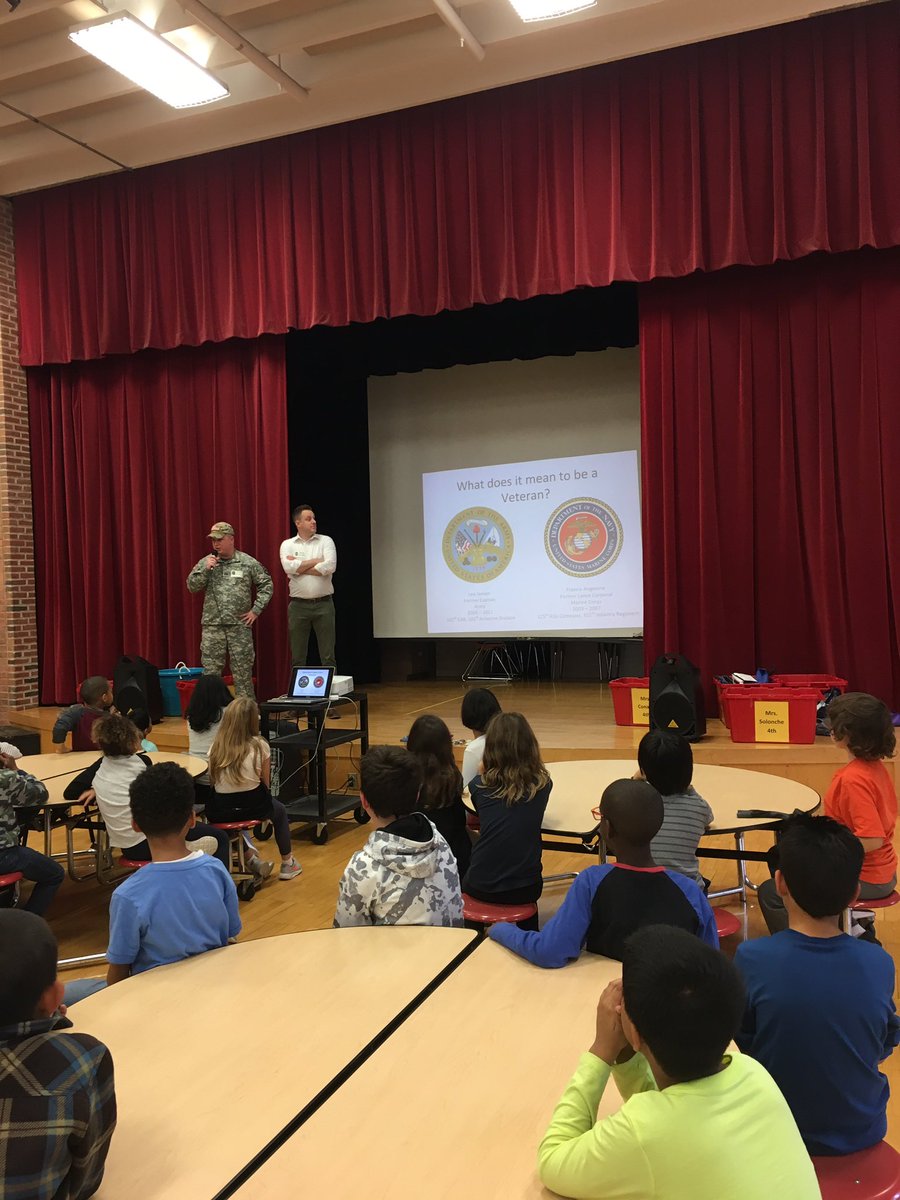 nehatrotterBCS's tweet photo. Happy Veterans Day! Lance Corporal Angelone &amp; Captain Jansen came in yesterday to speak to our 3rd graders #marines #army https://t.co/5r5tdI9eP9