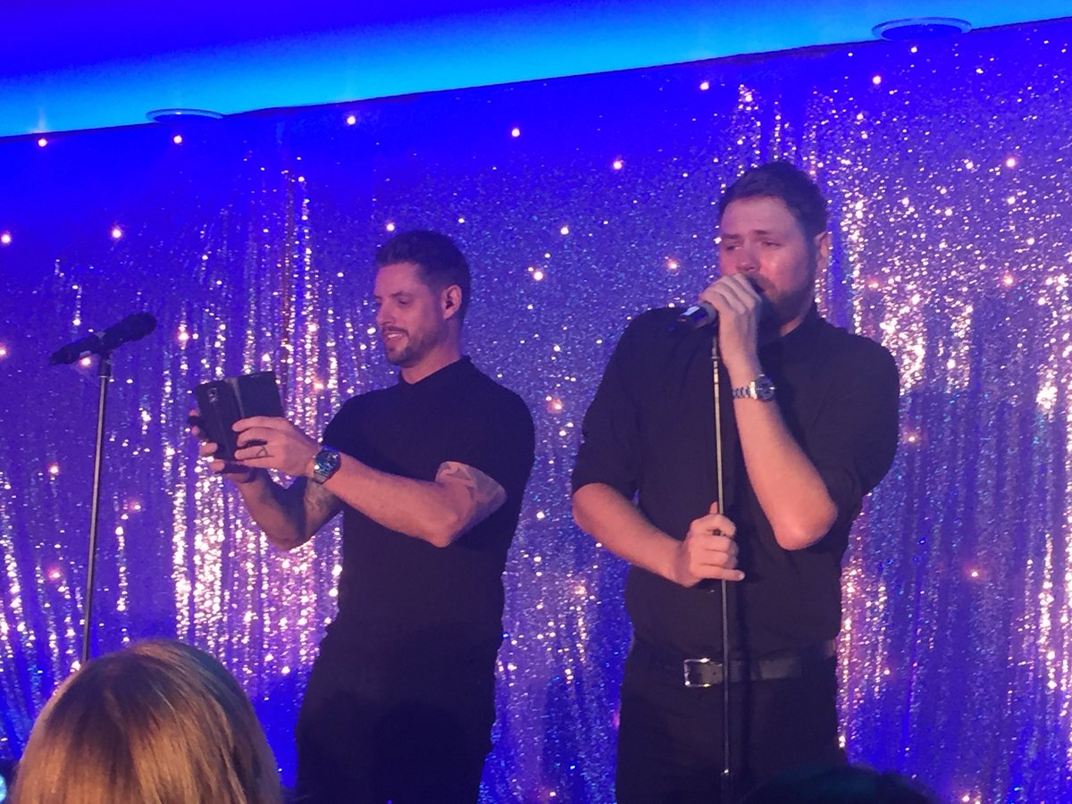 boffinandbeau's tweet photo. Xmas came early for Boffin&amp;Beau filming  Brian McFadden and Keith Duffy - boyslife! - special guest stars at the @galabingo.com Xmas party https://t.co/LiYvvOGHIk
