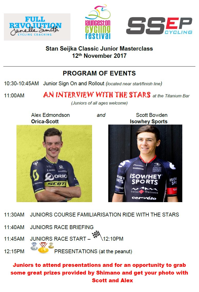 Stan Siejka Classic (@ltoncyclingcrit) on Twitter photo The LAUNCESTON CYCLING FESTIVAL <a href="/LtonCyclingCrit/">Stan Siejka Classic</a> is about to kick off for 2017.
ONE HOUR until racing starts with the Safetas Cycling Juniors Classic to kick us off.
First is our Juniors Clinic kicking off at 11:00AM at @MercureHotels Launceston #LCF2017 The LAUNCESTON CYCLING FESTIVAL <a href="/LtonCyclingCrit/">Stan Siejka Classic</a> is about to kick off for 2017.
ONE HOUR until racing starts with the Safetas Cycling Juniors Classic to kick us off.
First is our Juniors Clinic kicking off at 11:00AM at @MercureHotels Launceston #LCF2017