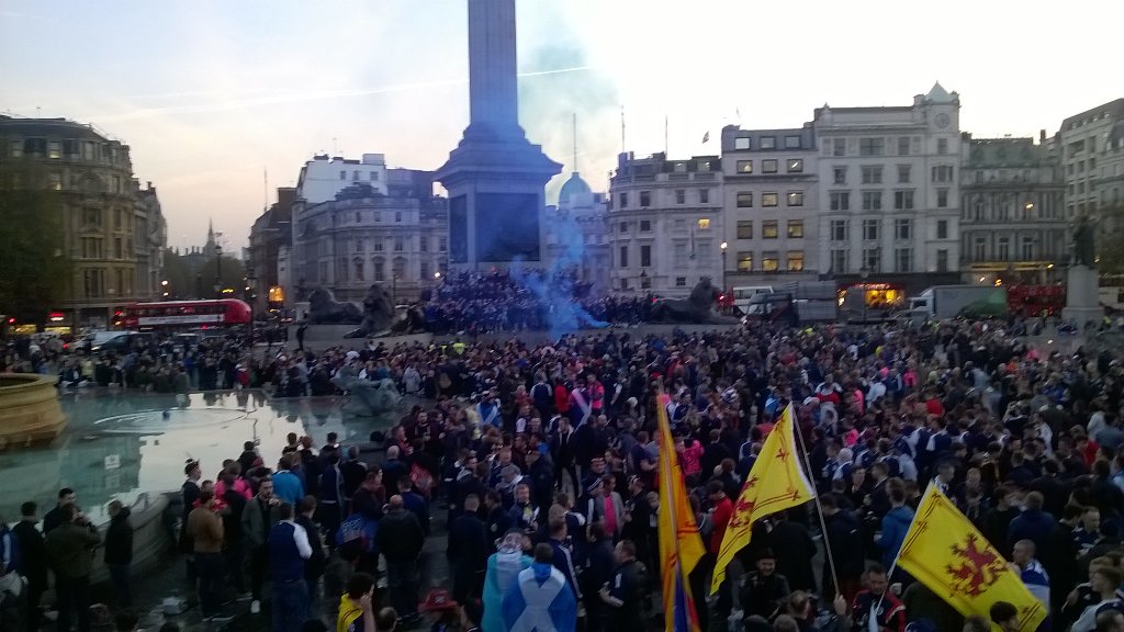 imnmcc's tweet photo. A year ago in Trafalgar Square getting ready for the England game. #WeAreTheFamousTartanArmy #Scotland https://t.co/o2ZUHjmE6z