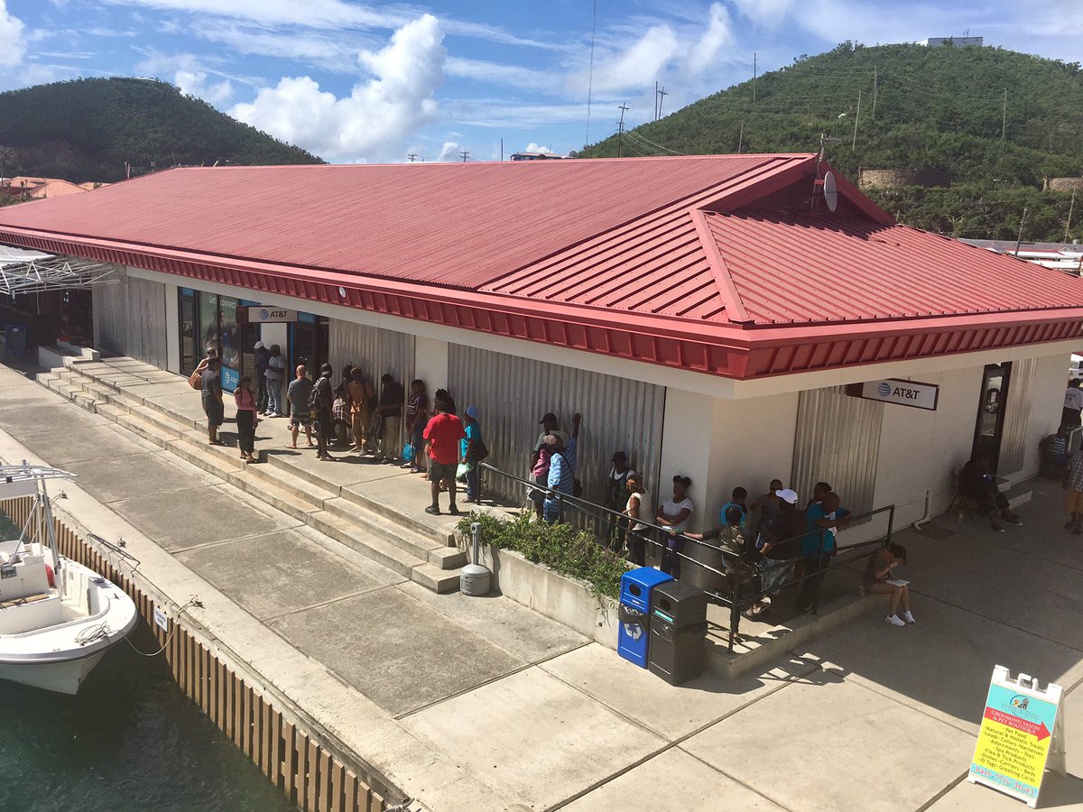KyleGarnettCFL's tweet photo. AT&T providing much needed cell service to the people of the Virgin Islands. 40 people in que daily! #PostIrma #1Provider #VIStrong https://t.co/ALCrHk5Glu