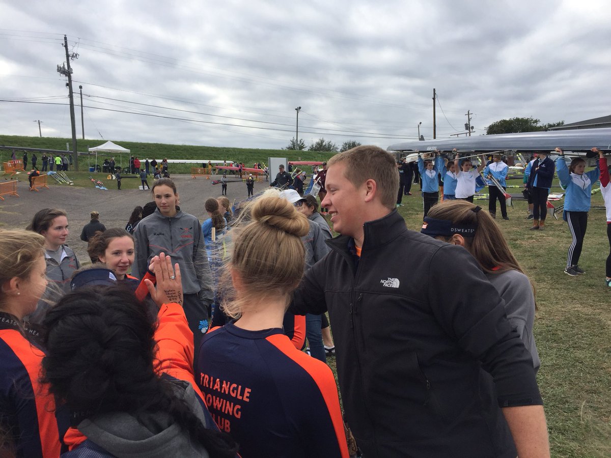 TriangleRowing's tweet photo. #TRCstrong Coach Giles pumping them up https://t.co/dE8xNnD0HS