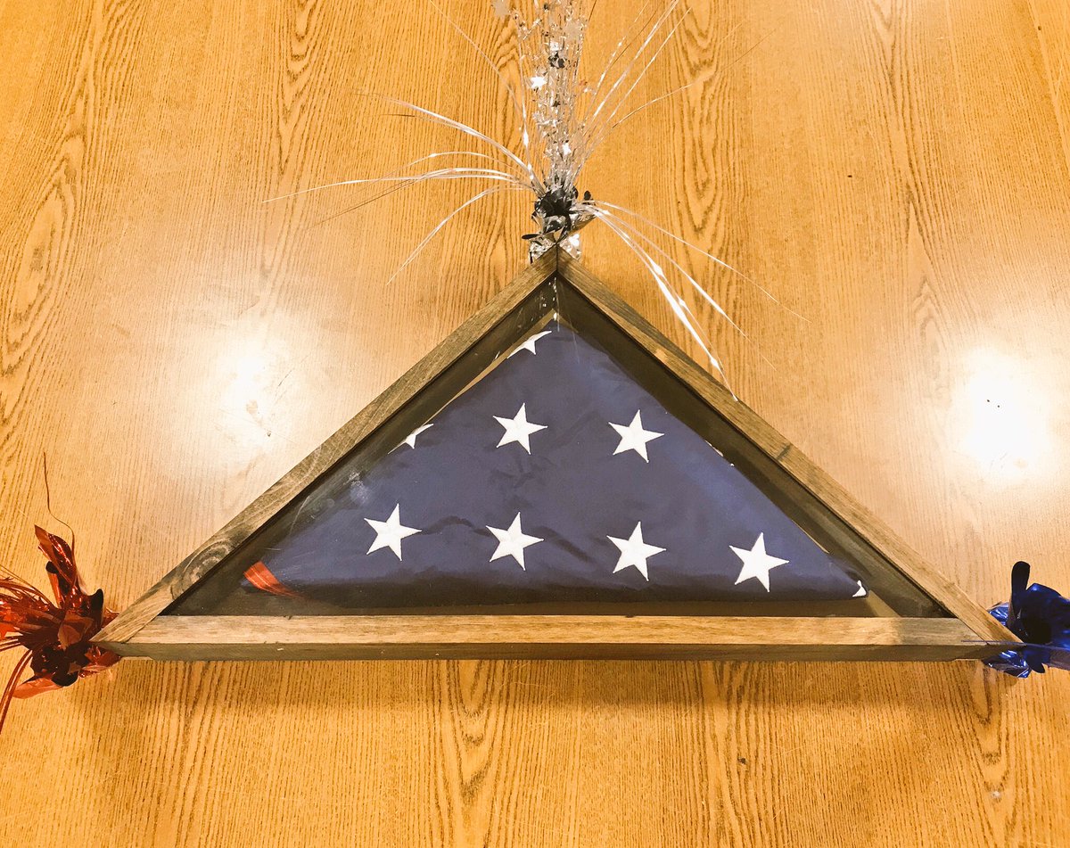 HD8473's tweet photo. Workshop Participant Justin’s Veterans Day 🇺🇸 Flag Case he built was presented just a little while ago to our VFW from yesterday’s Team Depot Event! Signed by yesterday’s volunteers &amp; our store’s Vets! Such a meaningful &amp; impactful experience! #ChoosetoServe @TeamDepot https://t.co/ShzHn69C05