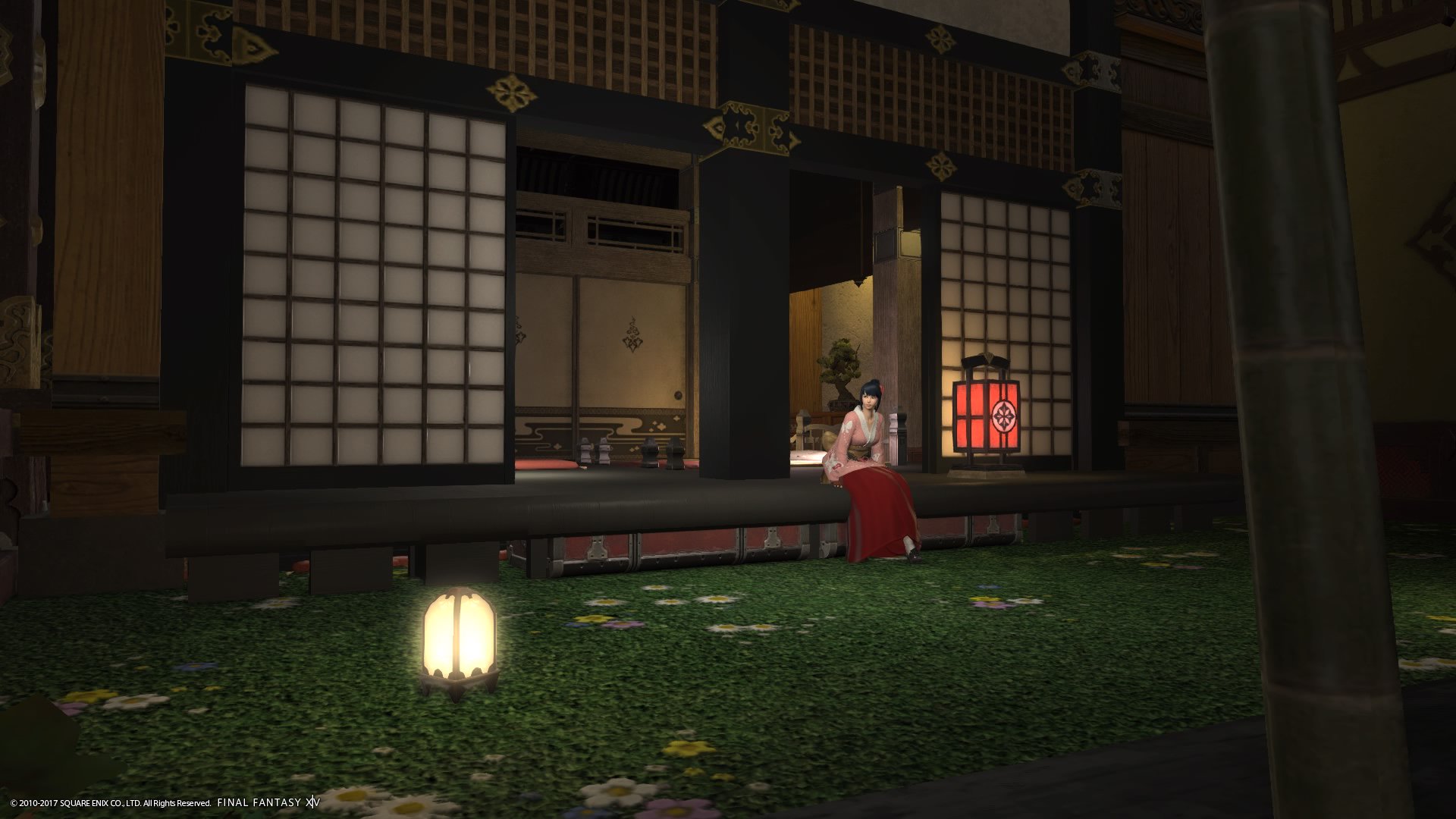 かつマろ 爺鯖 Pa Twitter フレのお家をハウジング代行させてもらいました 縁側と庭がほしかったので渡り廊下で庭を移動しながら部屋に入るようなイメージで 代行でやり過ぎるとあれなので設置数余裕持たせて完成しましたw Ff14ハウジング Ff14武士道ぶれいど