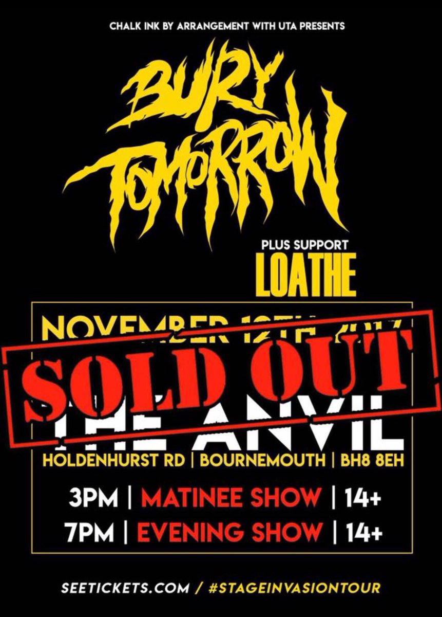 burytomorrow's tweet photo. We finish the #stageinvasiontour tomorrow with TWO shows in Bournemouth! Who got their tickets? https://t.co/5lRzZeKNrU