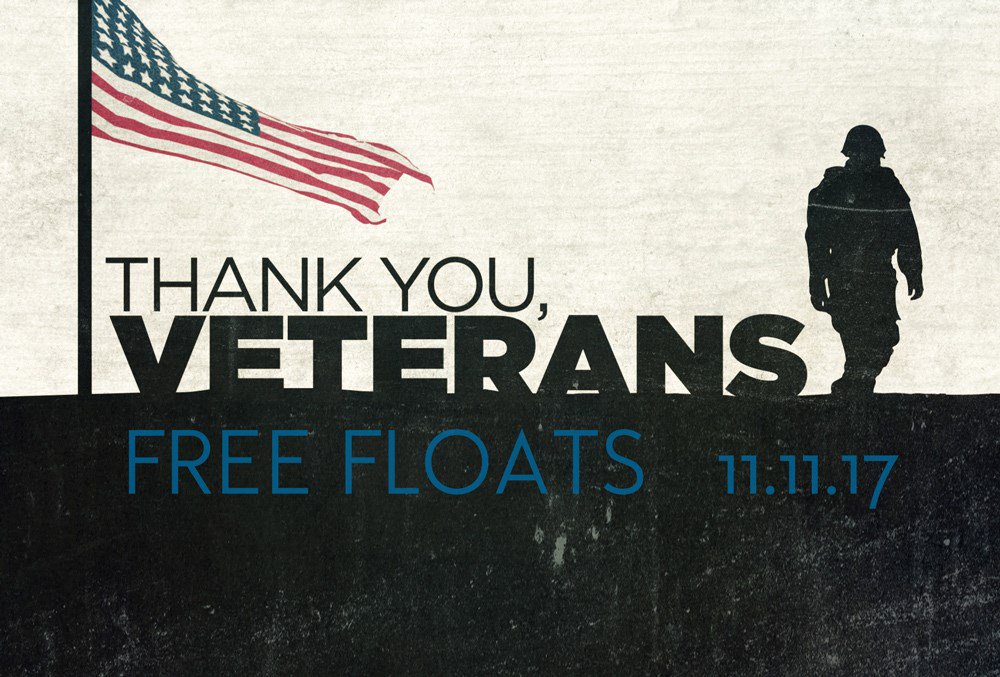 levelfloatspa's tweet image. We still have some spots open for any Veterans looking for a free float! Give us a call to book a float on us! -206.456.4500 #VeteransDay2017 #SeattleLiving #LevelOut