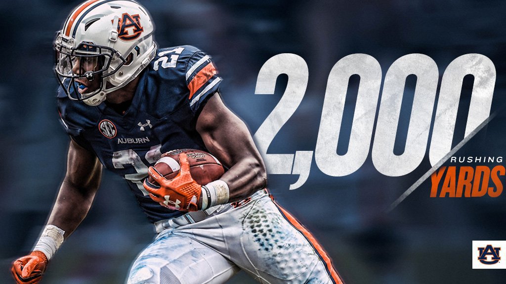 AuburnFootball's tweet photo. Congratulations to @AyeyoKEJO for becoming the 18th player in Auburn history to eclipse 2️⃣0️⃣0️⃣0️⃣ career rushing yards.

#WarEagle https://t.co/TrTF9pnEyP