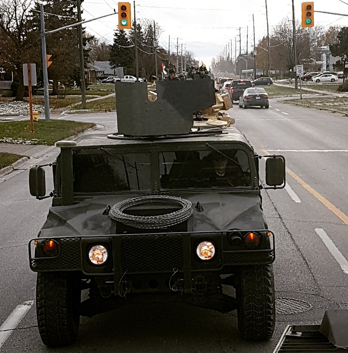 We filmed the Oshawa Remembrance Day festivities today and rode in a tank from the museum to Memorial Park. So cool!