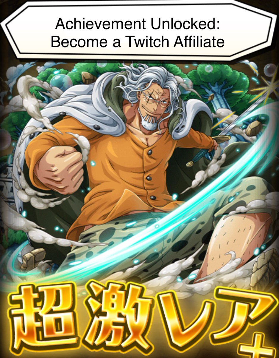 IchibanKenshin's tweet photo. Became an Official Twitch Affiliate! Look out for a stream later tonight! Oh and super evoked my Rayleigh #Twitch #Affiliate #Rayleigh #SuperEvolved #OPTC #OnePiece https://t.co/i8rrvKBcY9