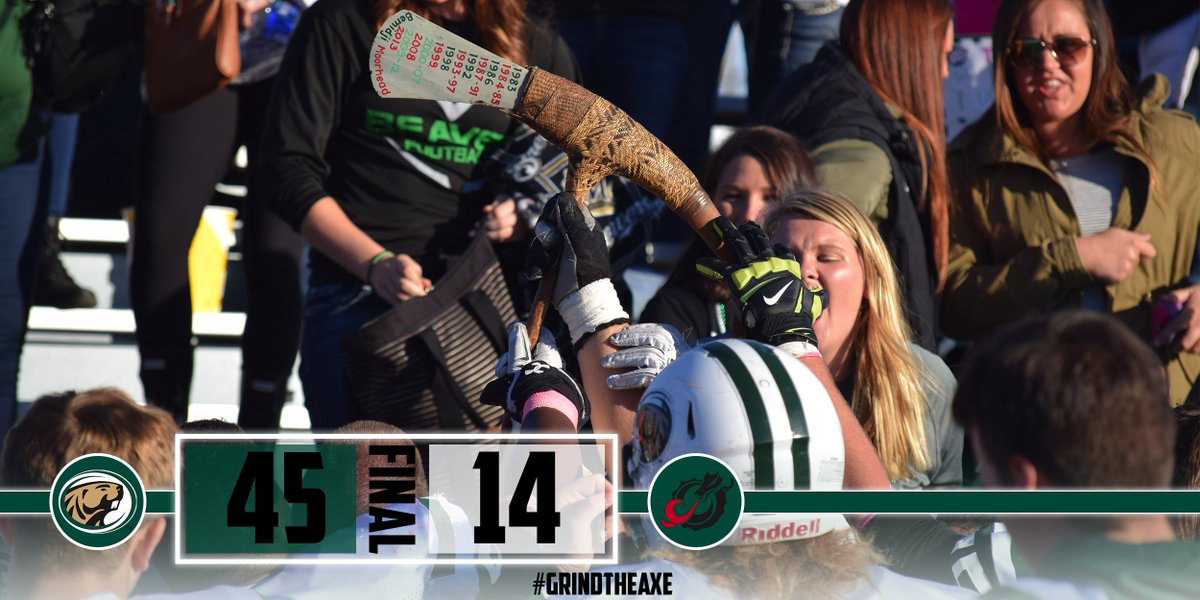 Final: #BeaverTerritory 45, MSU Moorhead 14

Total Yds: BSU 450, MSUM 218
Rush Yds: BSU 204, MSUM 57
Sacks: BSU 10, MSUM 4

#NSICFB #GrindTheAxe