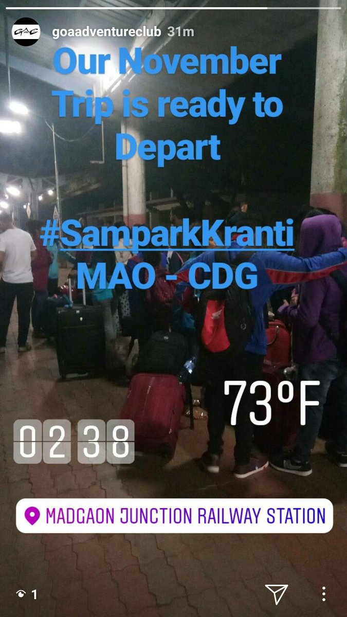 AhrazMulla's tweet photo. #GoaAdventureClub tour to North India delayed due to Sampark Kranti late by 2:30 hours, who is supposed to compensate us for this loss.
At Madgao Railway station crying, we need an answer.
@PiyushGoyal @RailMinIndia https://t.co/GWd3VV1c3t