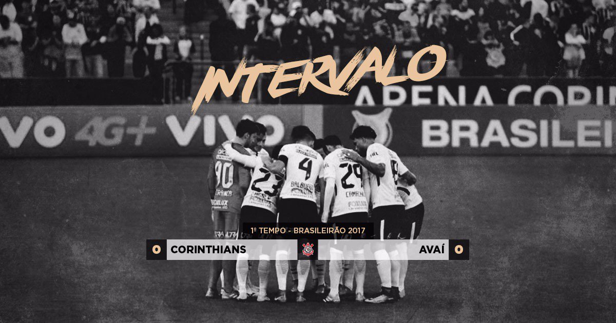 Fim do primeiro tempo na <a href="/A_Corinthians/">A</a>!

#Timão faz um bom primeiro tempo, mas vai empatando sem gols com o Avaí.

#CORxAVA
#VaiCorinthians