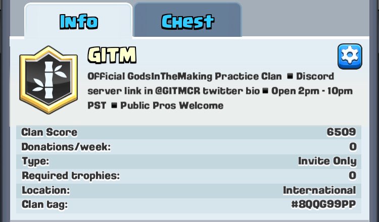 Grand Opening Practice Clan!  
Come practice, learn, and watch pros 1v1! 
(Discord server link in bio)

Click this link to join my Clan in Clash Royale!
link.clashroyale.com/invite/clan/en…