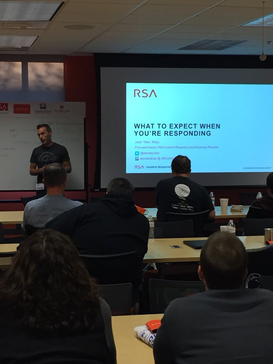 livedon's tweet photo. @wesleyriley with @RSAsecurity talks about IR and common things he sees in the field and how practitioners should be responding. #HXNJXN #BSidesJXN https://t.co/YQmGQJiEZU