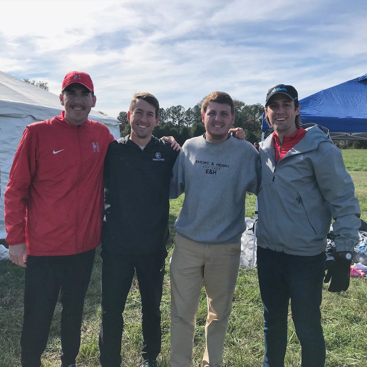The Huntingdon Hawks were well represented today by our XC team at the NCAA regionals.  Good to see these alums posing with Coach August!