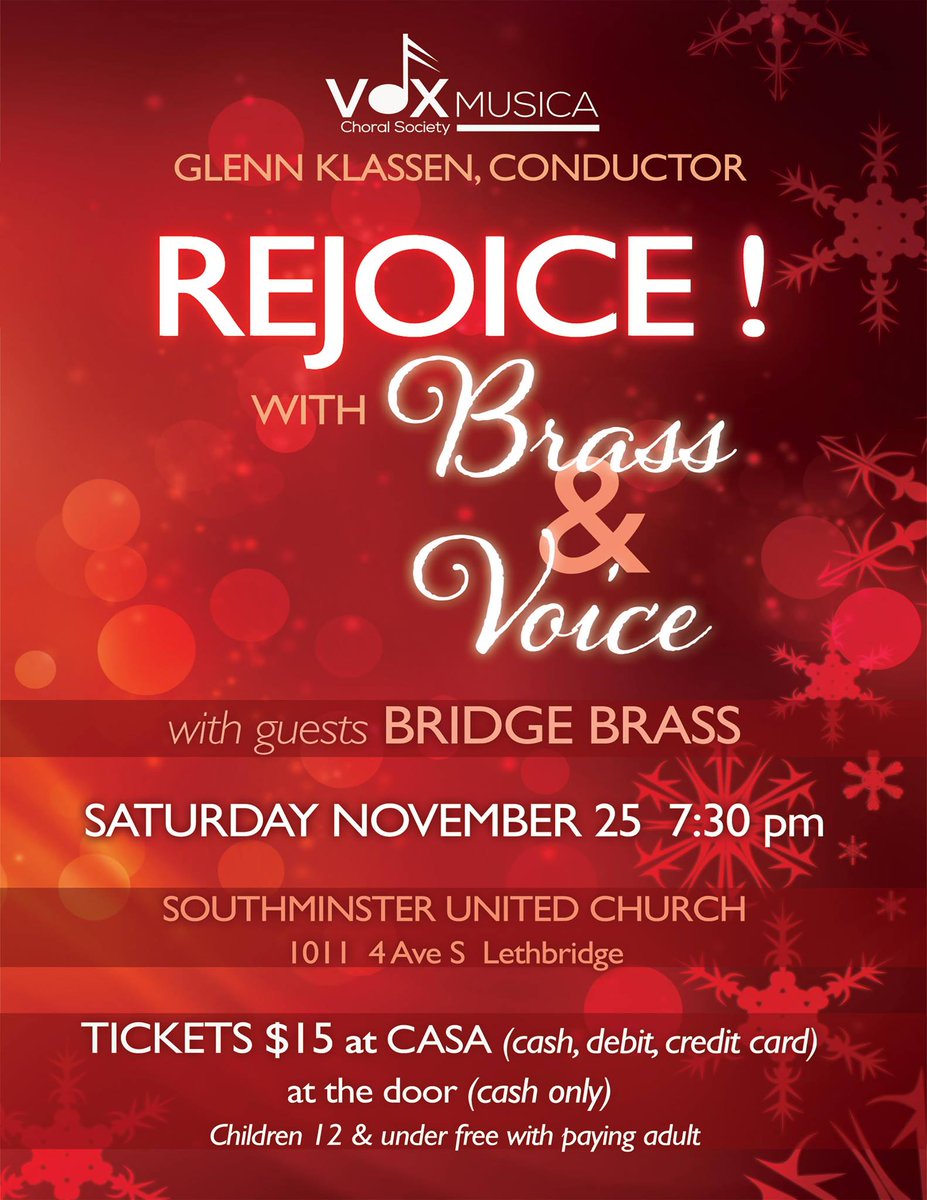 HowardCable's tweet photo. On Nov 25 the Vox Musica Choral Society along with the Bridge Brass will be playing 2 @HowardCable pieces.  #12BrassyGifts and #SingOutForCanada https://t.co/U0OqZDmXc2
