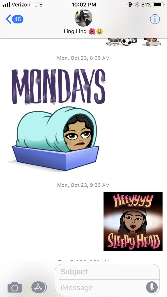Pastramee's tweet photo. Everyday I️ wake up to a Bitmoji from Katelyn telling me goodmorning 💜 https://t.co/ixqqNUuCMK