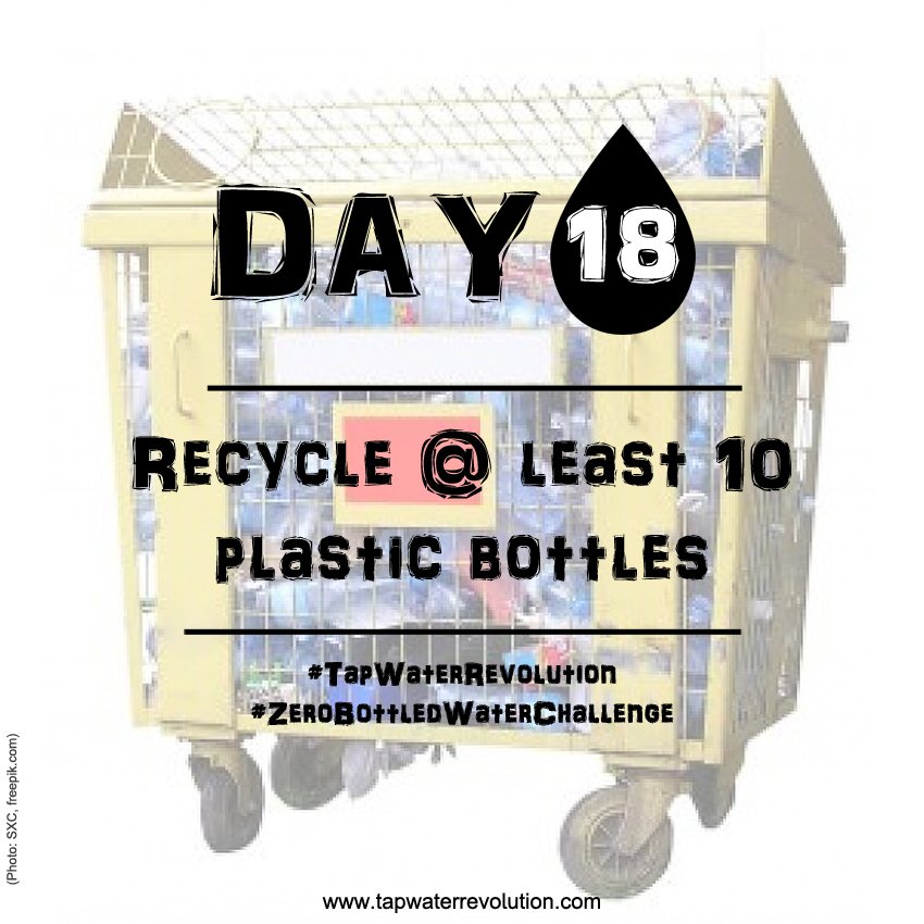 tapwaterev's tweet photo. Day 18 of #Challenge! Can you #Recycle @ least 10 #PlasticBottles ? #ILoveRecycling #ZeroPlasticBottlesWeek #DrinkPlasticFree #DontBottleUp #Mauritius #Sustainability @HCCanZA https://t.co/JFVZRDQdEI