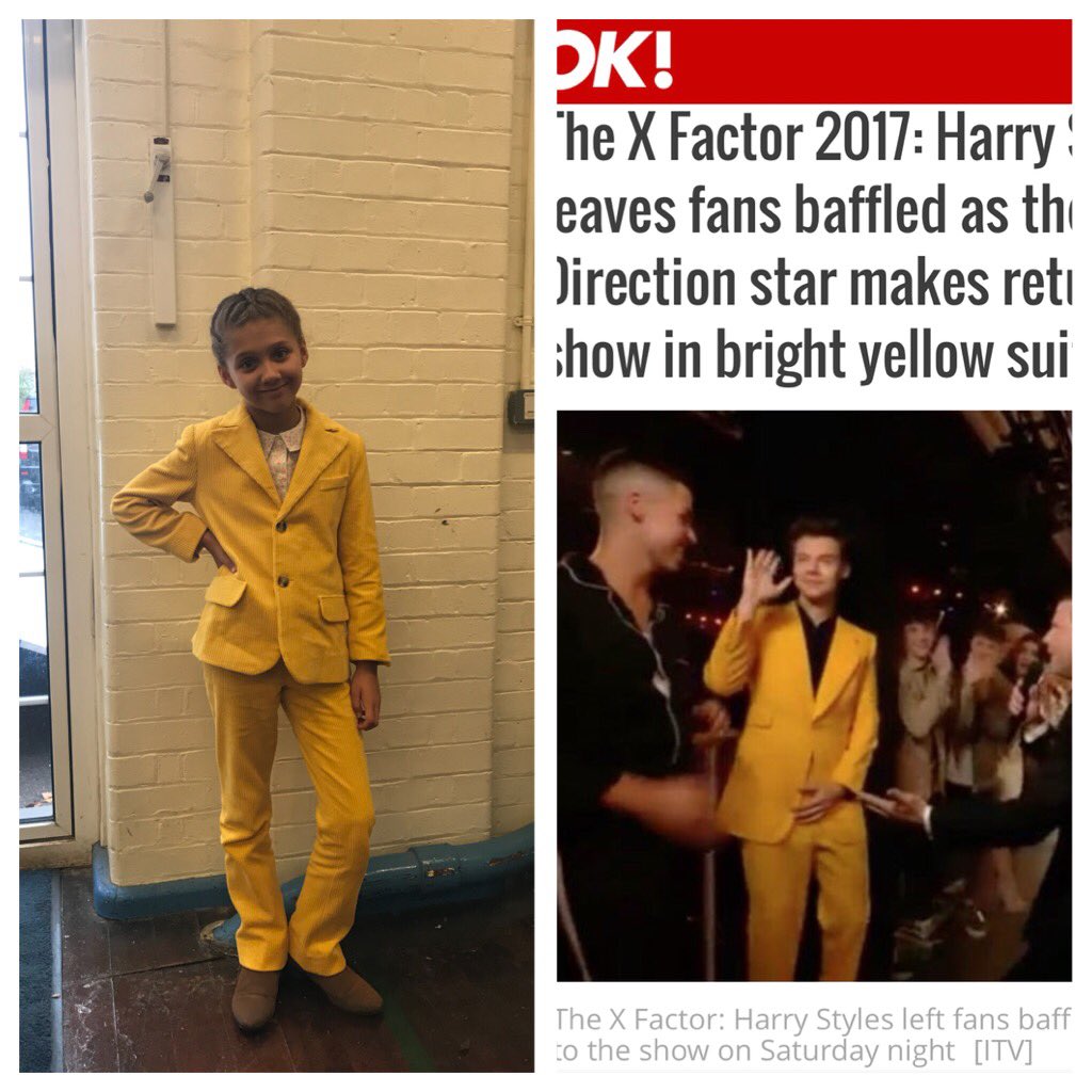 puncark1's tweet photo. #HarryStyles wore the matching suit that my daughter #Tamikakemp wore in his video #kiwi  by #Gucci #KiwiMucisVideo #XFactor #ok https://t.co/2fzZheMLyn