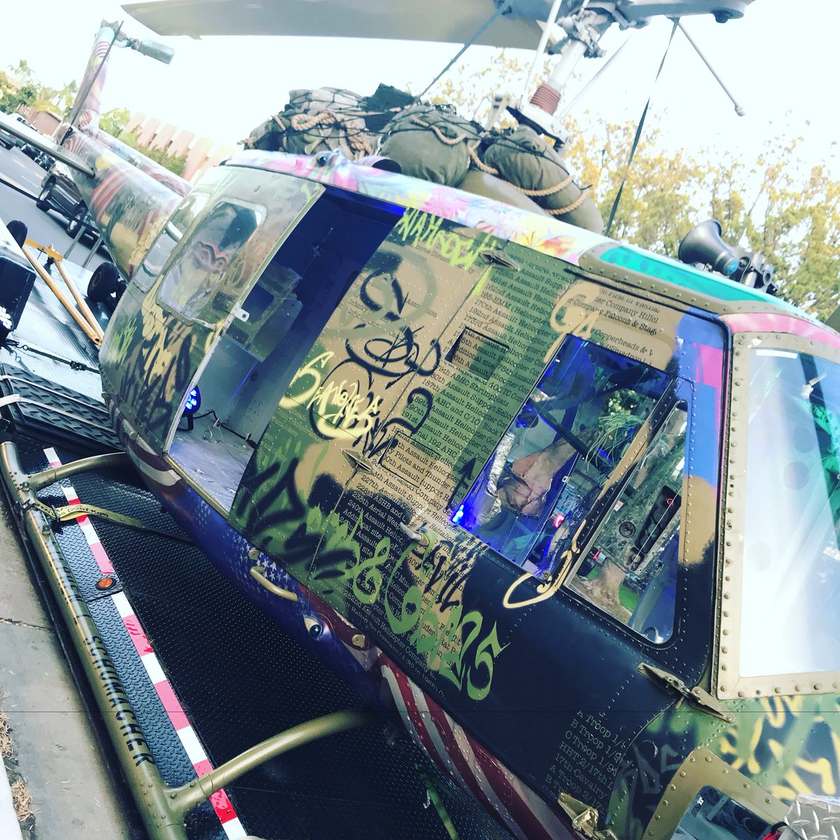 CoronadoFilm's tweet photo. See the helicopter featured in the #TakeMeHomeHuey documentary. It’s parked in front of the Coronado Performing Arts Center. Our #VetetansDay Tribute. Thank you for your service! #CIFF17 #coronadofilmfestival #Coronado https://t.co/eclVJXiKI7