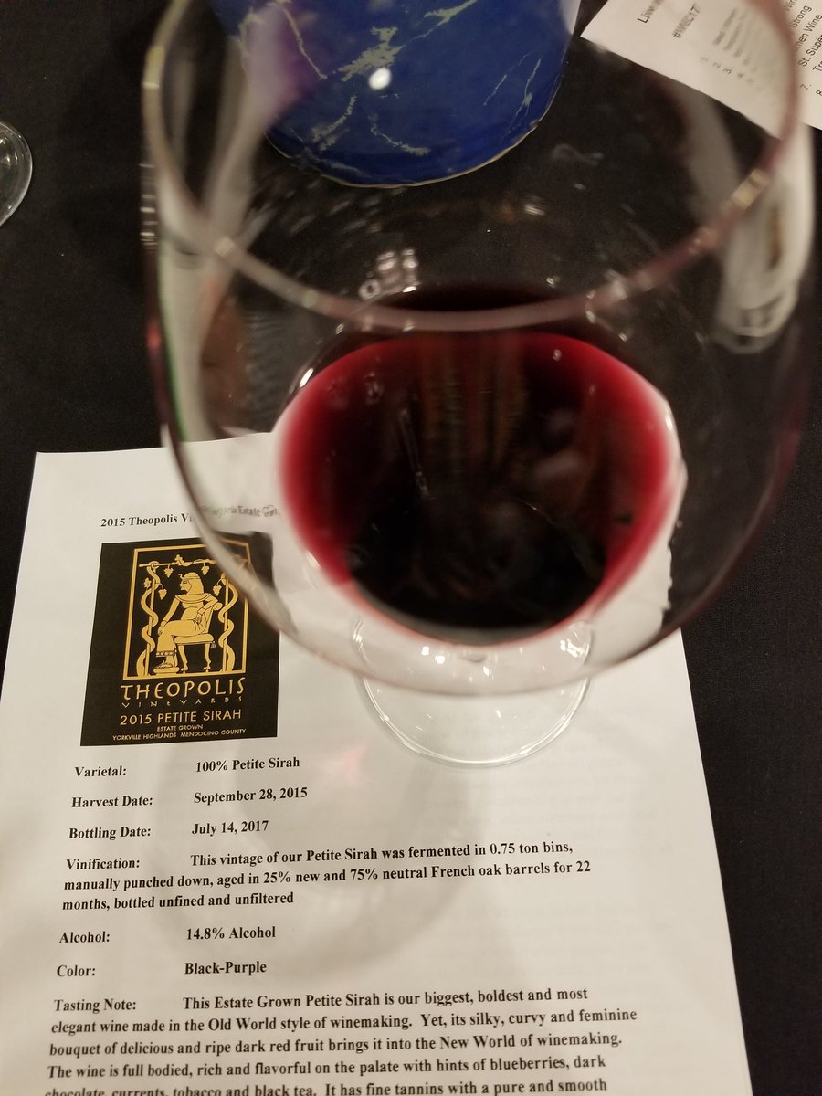 VineMeUp's tweet photo. Finally trying #Theopolis #PetitSirah #WBC2017 #BlackWinemakers #LiveWineBlogging https://t.co/GzDUoAqVNT