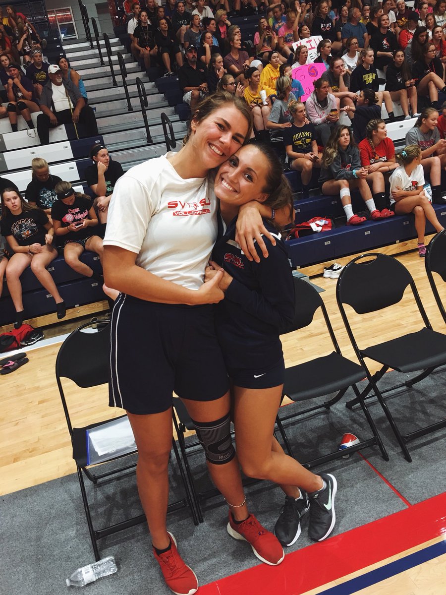 SVSU_Volleyball's tweet photo. Went out with a win!!! Today we celebrated two amazing young women and their influential careers as SVSU volleyball players. Em and Zie are not only amazing volleyball players but teammates, students, and friends. We love you both! 💙❤️💙❤️💙#ForeveraCardinal https://t.co/OT0k25eH1X