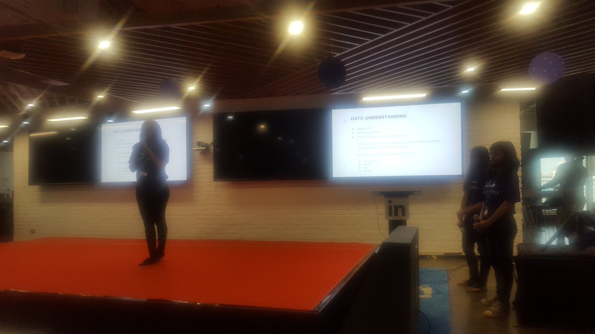 Usha_Murthy's tweet photo. Team HackerThings presenting at #linkedin #wintathon on a ML algorithm for matching #linkedinlife https://t.co/IZ8RsEni8V
