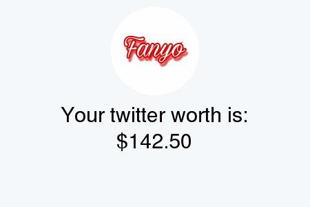 My Twitter worth is: $142.50

Find yours with tinyurl.com/mytwitterworth

.