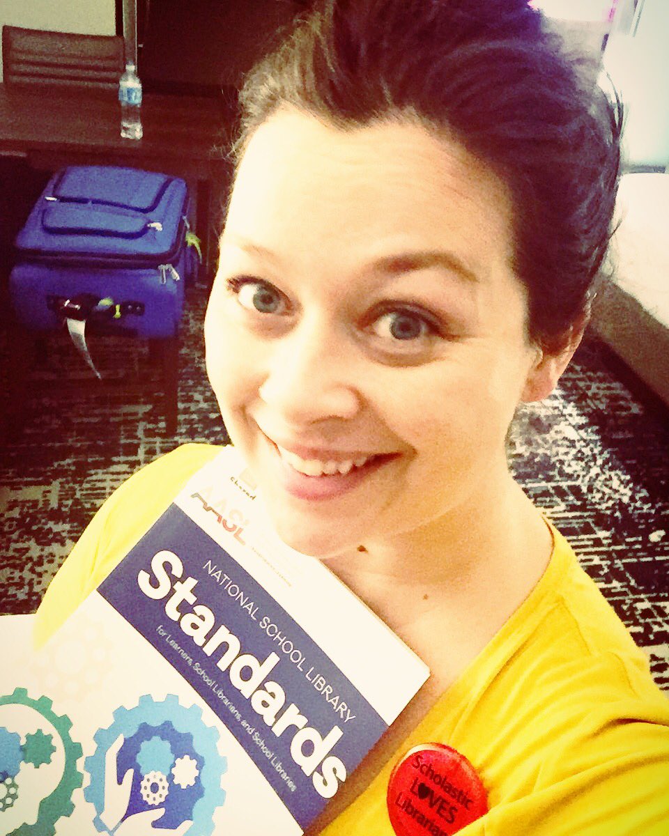 SerenaWaldron's tweet photo. Coming down from the buzz of an amazing #aasl17 conference & release of new standards (not 2 mention the reality of an early morning flight) isn’t easy. Then I remembered I could win a visit from @MrSchuReads from @Scholastic and now I’m all #loveslibraries & life again... https://t.co/ryX6g2leJ0