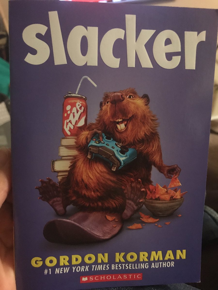 lfalc1's tweet photo. When you teach MS and their books are catchy. #bookfairfind #slacker @gordonkorman #gameron https://t.co/3ji6odwCE9