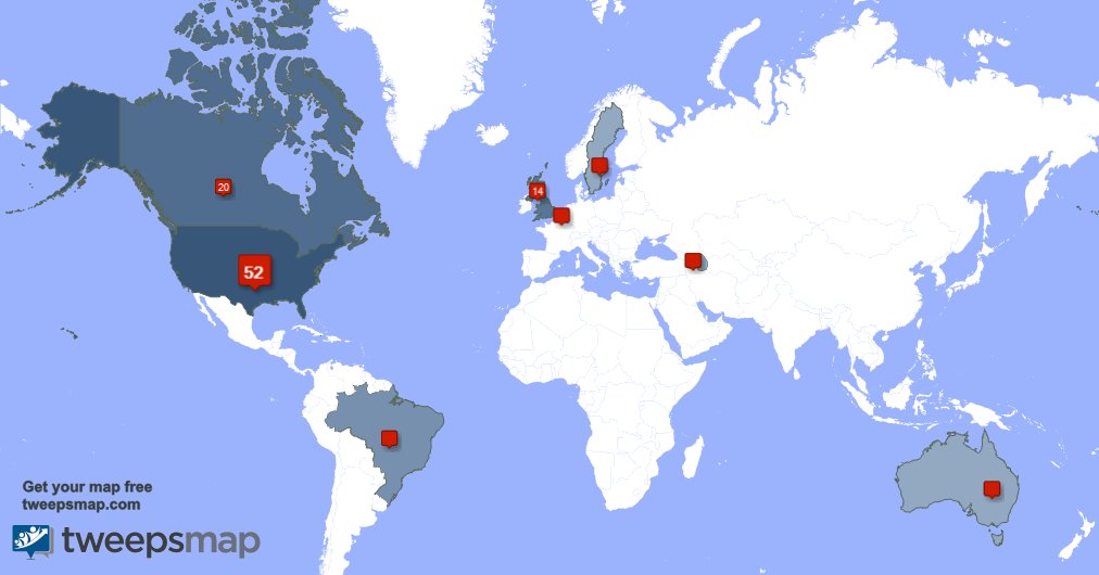 HUTCOLLECTIONZ's tweet photo. My followers are in USA(50%), Canada(19%)... Get your map too: https://t.co/Sb0XxSkQJS https://t.co/w2LPMeAiNC