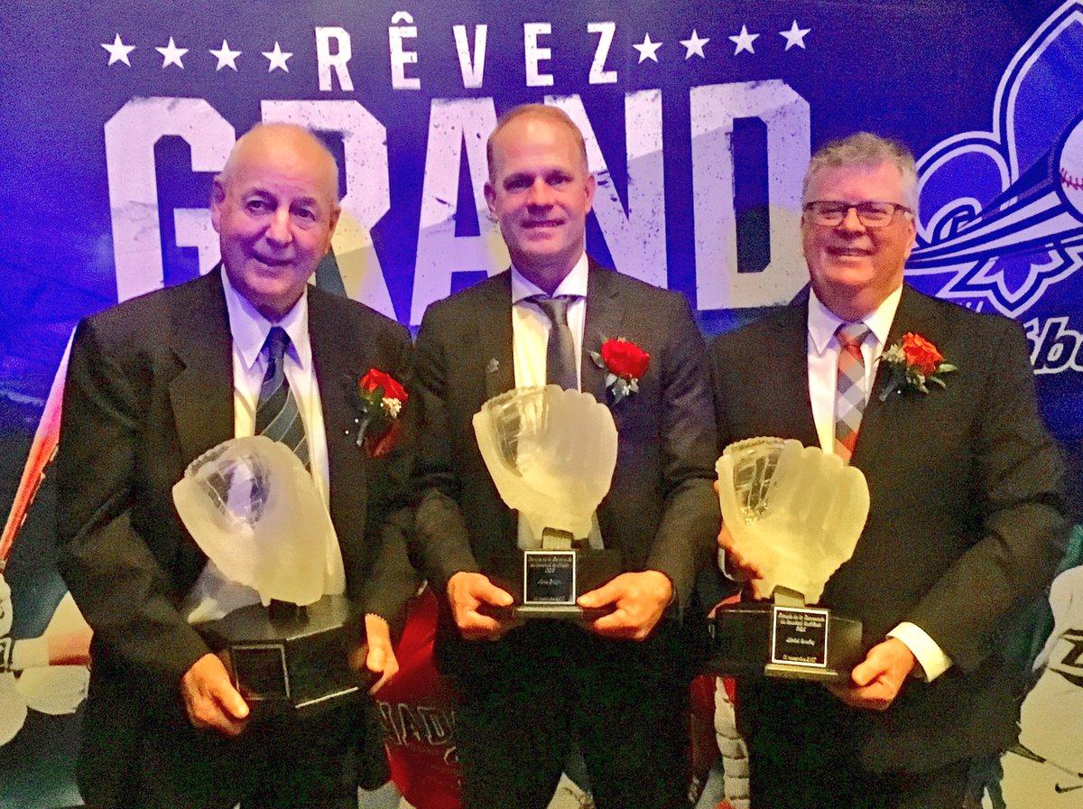 jougosselin's tweet photo. Les intronisés du Temple de la renommée du baseball québécois @rdsca! John Elias @marcgriffinRDS et Michel Landry! 👏⚾️ #assisesBQ https://t.co/CSlF3ygsKp