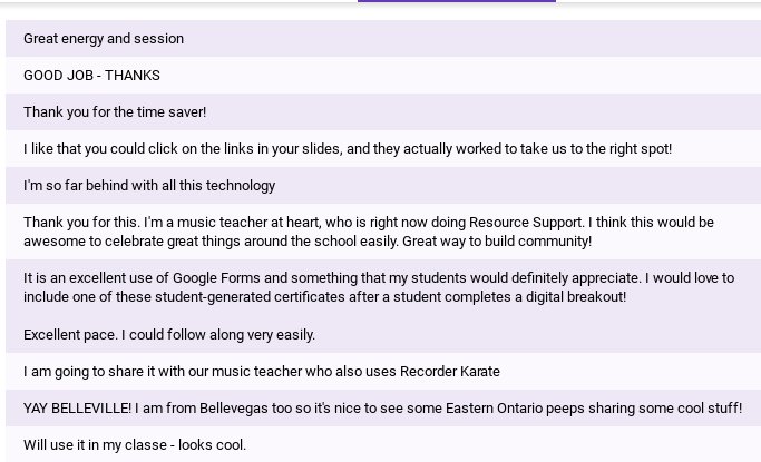 GavSession's tweet photo. Look at people's comments from my #GavSession yesterday at the #edtechteam summit. #tvdsbtech I'm so excited to be teaching again today during session 6. Come check it out!!! https://t.co/o8ZzHMJoIu
