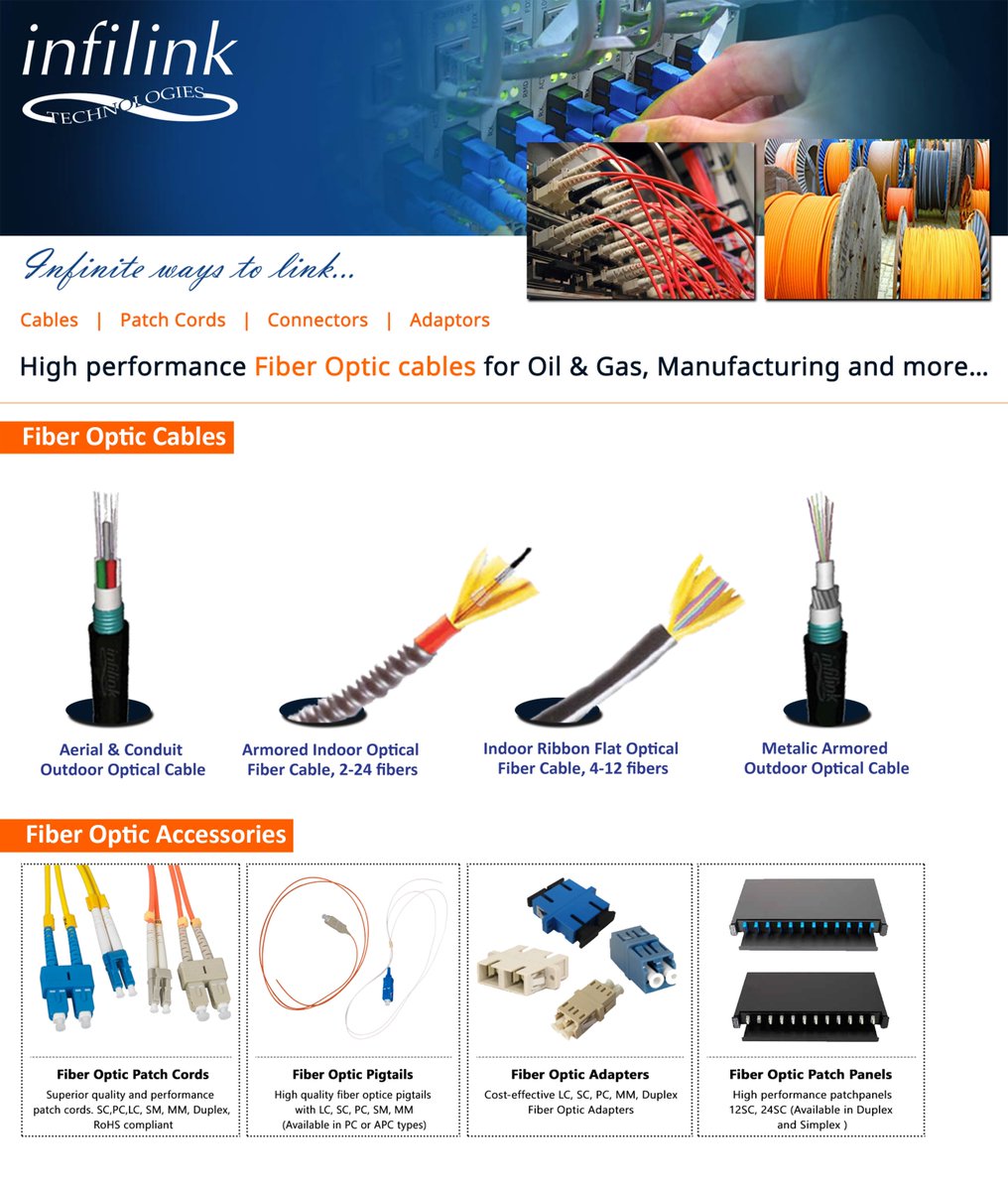 infilink's tweet photo. #infilink Offers #HighPerformance Fiber cables for Oil &amp; Gas, Manufacturing and more… https://t.co/8kEnRLVlRb