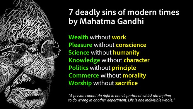 mahatma gandhi seven deadly sins