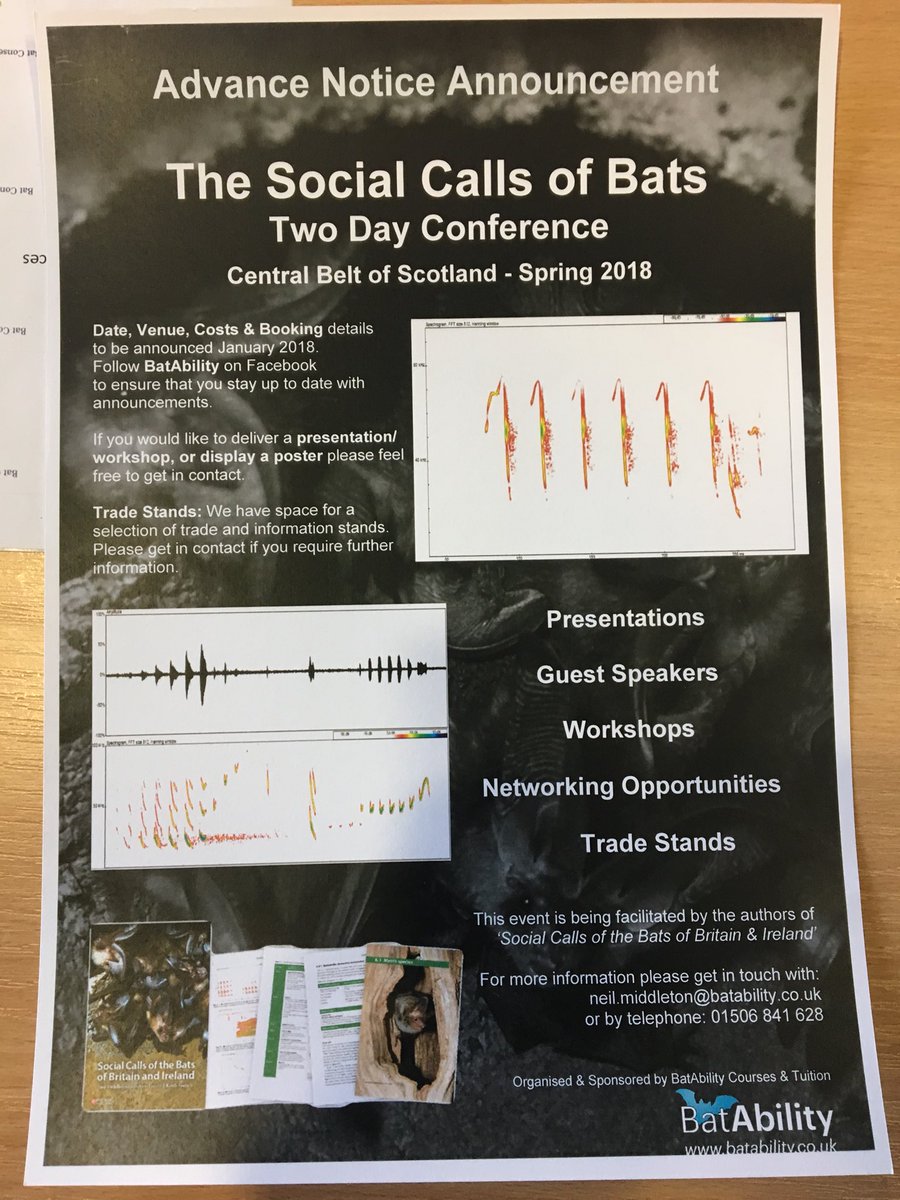 TragusTraining's tweet photo. Exciting news from BatAbility - another social calls conference to be held next year, but this time closer to home! #socialcalls #batability https://t.co/VDcVxtSnCk