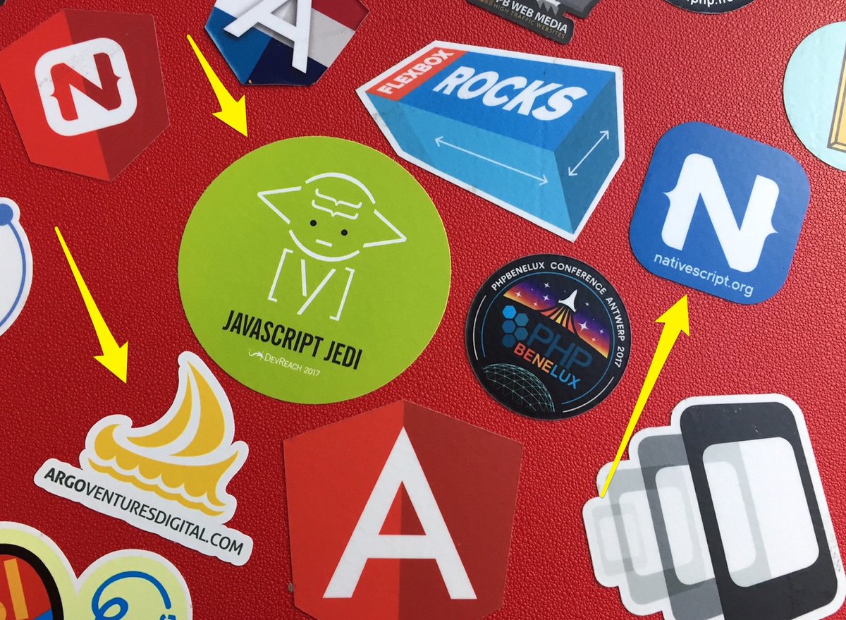 RowdyRabouw's tweet photo. Three new stickers on my carry-on suitcase after #DevReach2017 : @devreach @NativeScript and @ArgoVenturesDg 👍 https://t.co/9db4UAjbZn